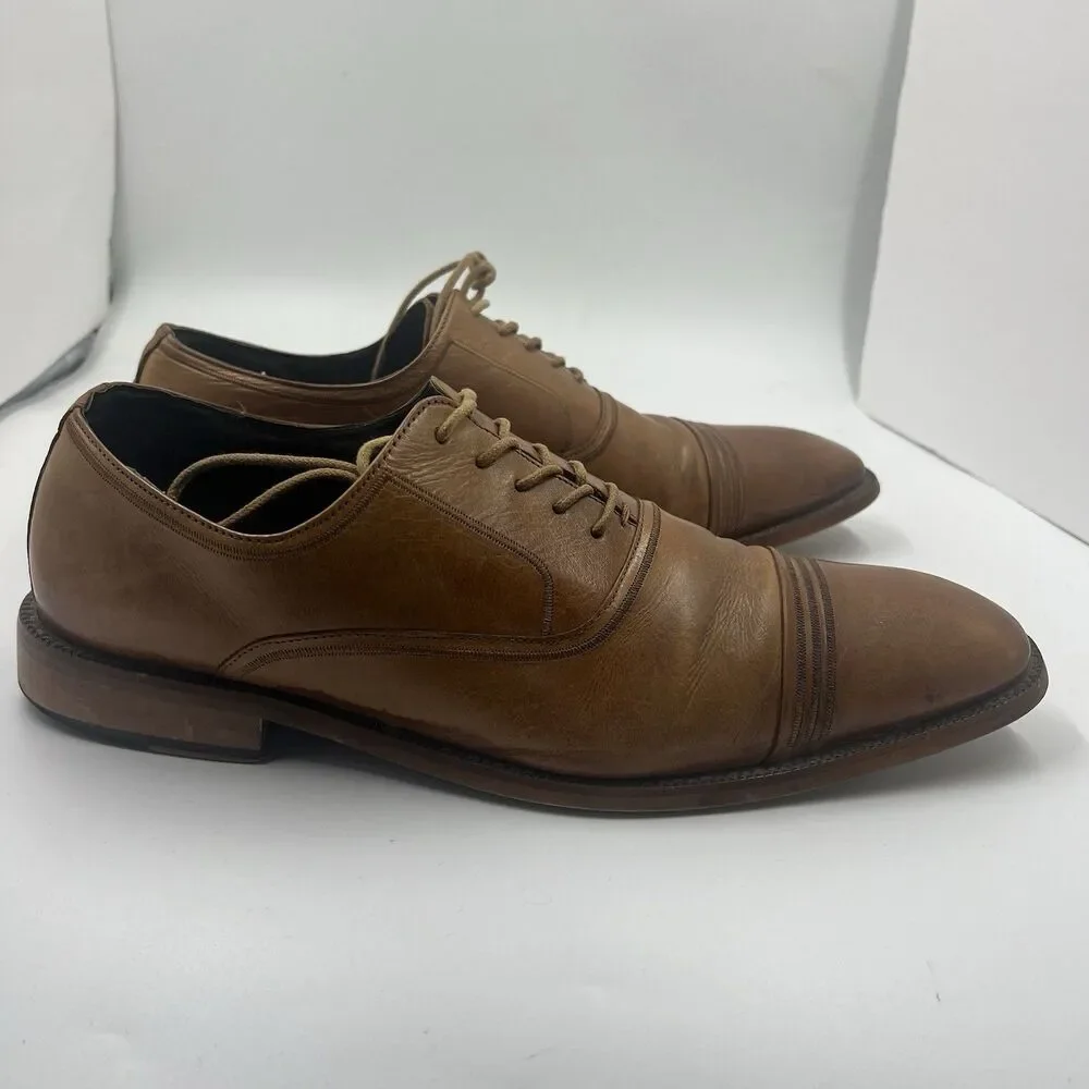 Stacy Adams Men’s Tan Lace Up Bingham Oxford Dress Shoes 11 Business Classy
